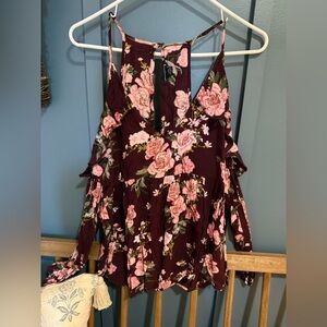 American Eagle Outfitters Burgundy Floral Top